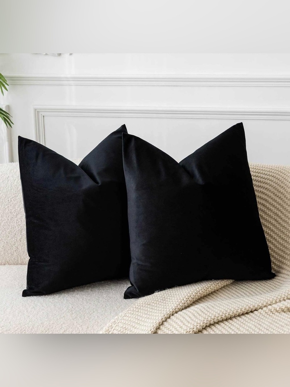 JUSPURBET Chenille Pillow Covers, Black 22x22”